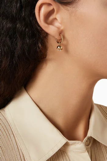 Floral Huggie Earrings in Plated-brass