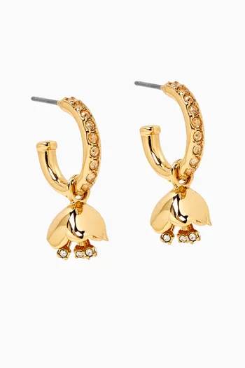 Floral Huggie Earrings in Plated-brass