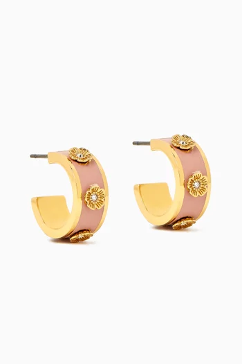 Enamel Tearose Huggie Earrings