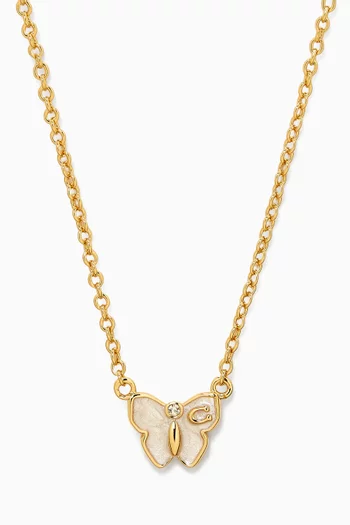 Enamel Butterfly Short Pendant Necklace