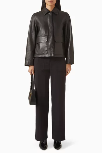 Patch Boxy Jacket in Lambskin Leather