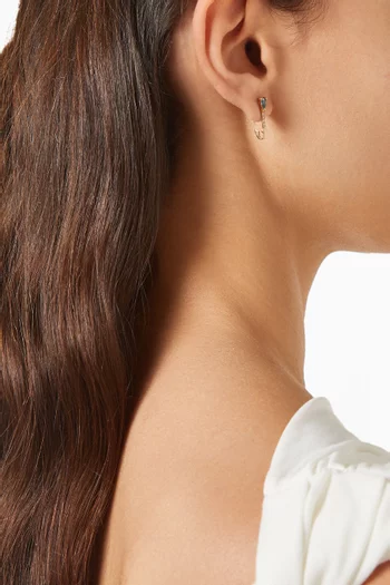 قرط منفرد ميني بتصميم دبوس مشبك مرصع بتوباز وماس