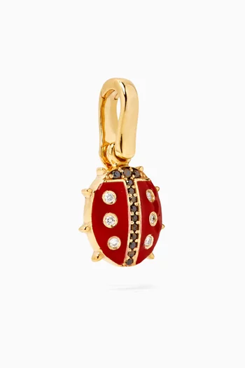 Laby Bug Diamond & Ruby Charm in 18kt Yellow Gold