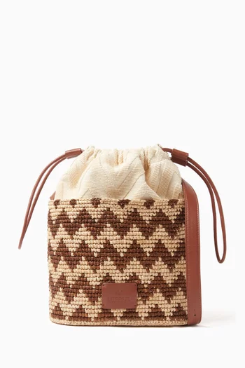 Small Zigzag Bucket Bag in Raffia