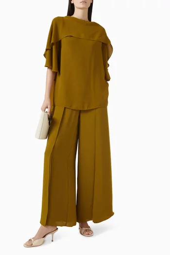 Draped Wide-Leg Trousers
