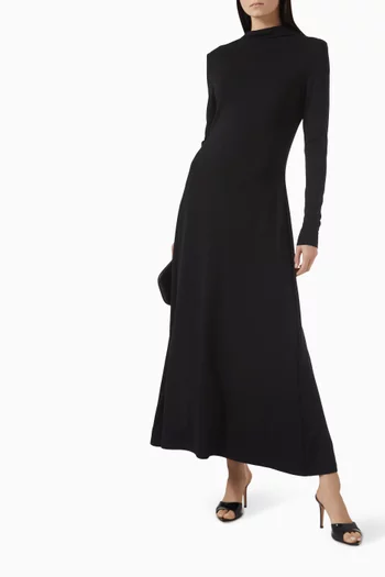 Cowl-Neck Long-Sleeved Maxi Dress