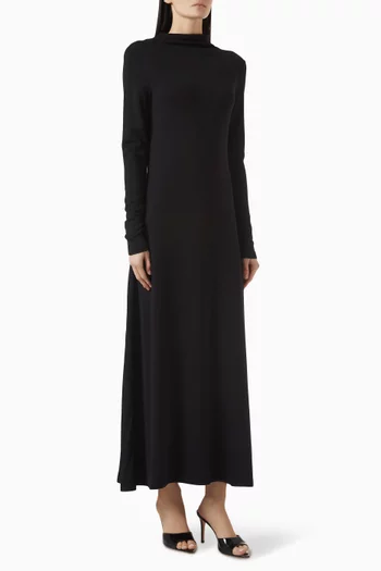 Cowl-Neck Long-Sleeved Maxi Dress