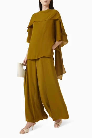 Fluid Cape-Detail Blouse
