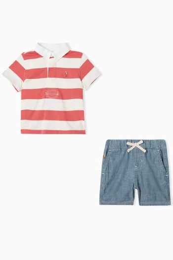 Polo Striped Shirt and Shorts Set