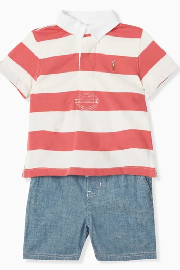 Polo Striped Shirt and Shorts Set