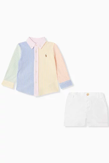 Striped Shirt &  Shorts Set in Cotton