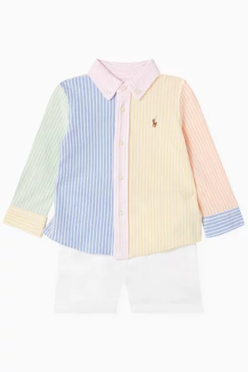 Striped Shirt &  Shorts Set in Cotton
