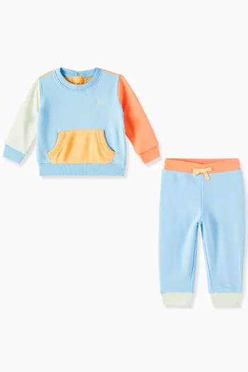 Colour-blocked Tracksuit Set in Cotton-blend