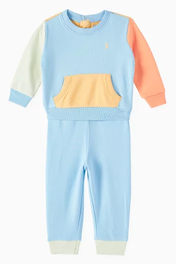 Colour-blocked Tracksuit Set in Cotton-blend