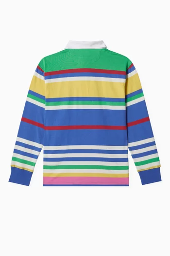 Striped RugbyPolo Shirt in Cotton
