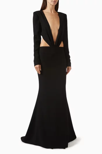 Draped Cut-out Gown in Jersey