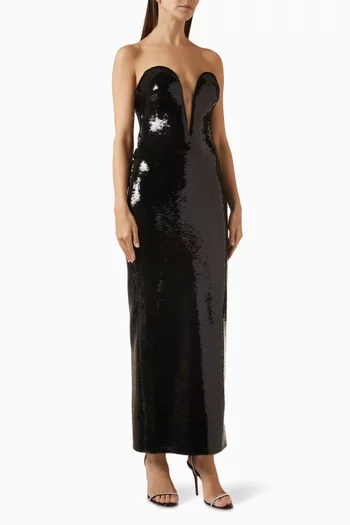 Sequin Bustier Maxi Dress