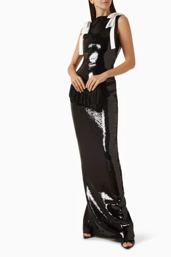 Sequin Bow Maxi Dress