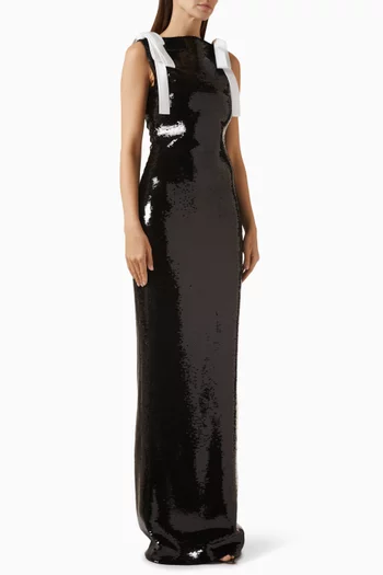 Sequin Bow Maxi Dress