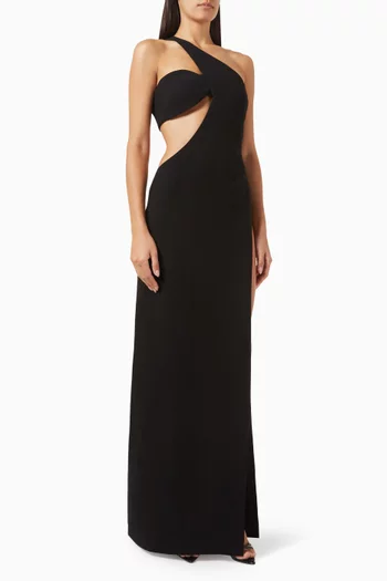 One-shoulder Cut-out Maxi Dress in Crepe