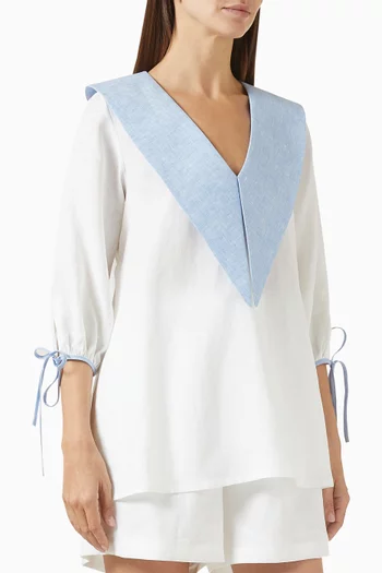 Mila V-neck Top in Linen