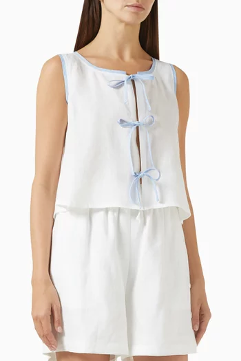 Sasha Drawstring Top in Linen