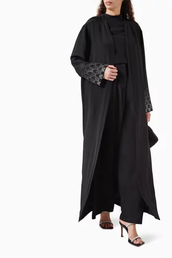 Logo Embellished Abaya in Silk-blend