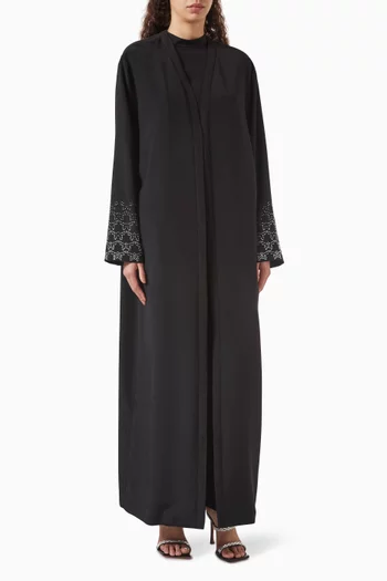Logo Embellished Abaya in Silk-blend