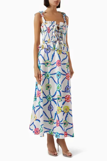 Turpan Printed Maxi Dress in Stretch-cotton