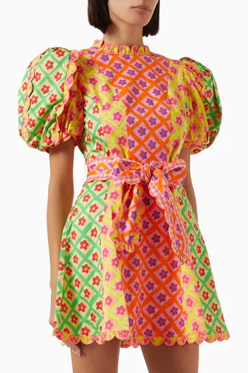 Nauru Floral-print Mini Dress in Stretch-cotton