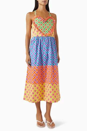 Tahaa Midi Dress in Stretch-cotton