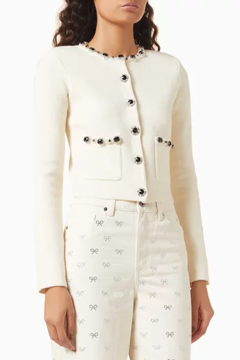 Pearl Diamanté-trim Cardigan