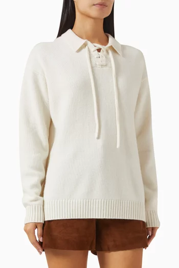 Lace-up Sweater in Cashmere