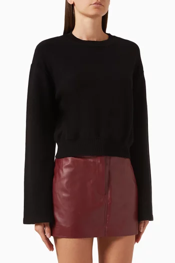 Rib-knit Bell-sleeve Sweater in Cotton Blend