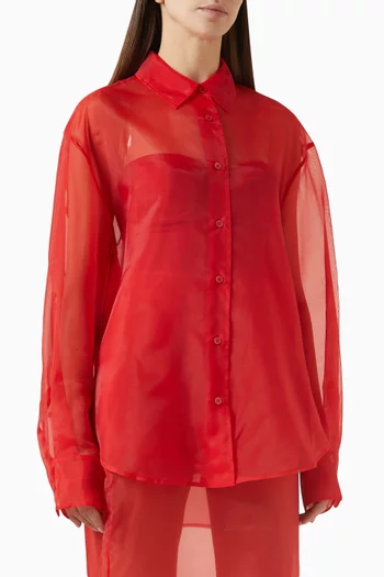 قميص بيري شفاف مزيج حرير