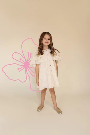 Embroidered Ruffle Dress
