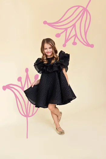 Ruffle Bib Crushed Dress