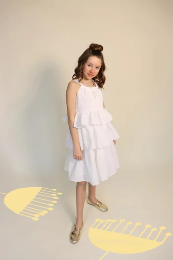 Ruffle Dress in Jacquard Fabric