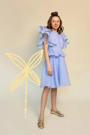 Ruffle Flared Dress in Jacquard