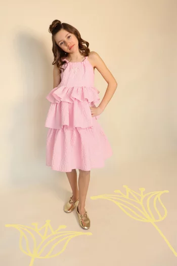 Ruffle Dress in Jacquard Fabric