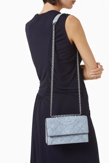 Small Fleming Convertible Shoulder Bag in Denim & Leather