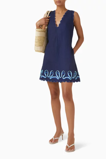 فستان زابيل قصير مزيج كتان