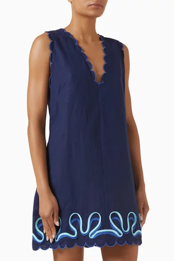 فستان زابيل قصير مزيج كتان