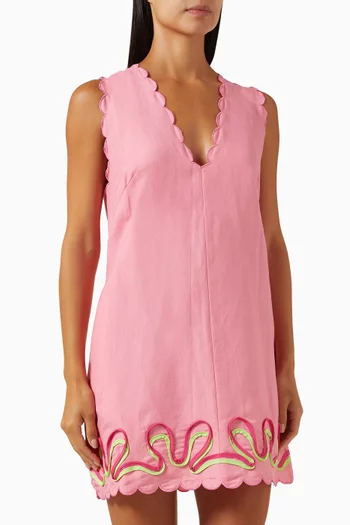 فستان زابيل قصير مزيج كتان