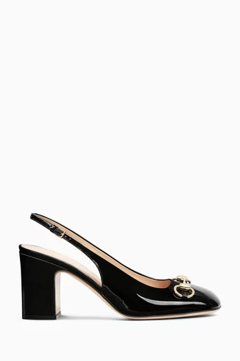 Horsebit 75 Slingback Sandals in Patent Leather