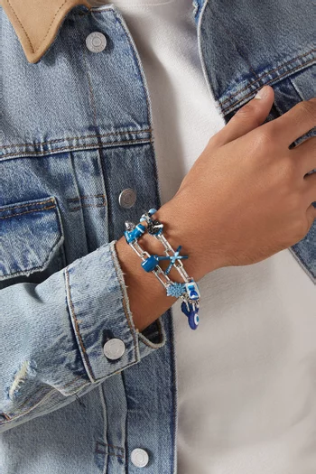 Bleus Extended Charm Bracelet in Sterling Silver