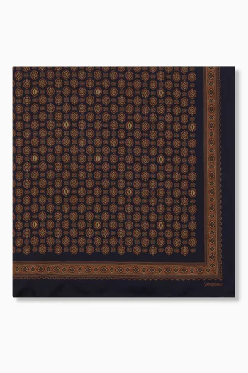Large Medallion-print Scarf in Silk Charmeuse