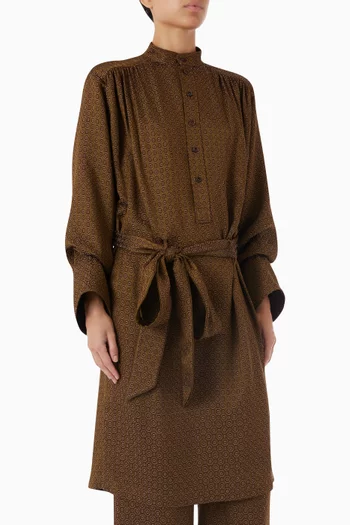 Medallion Jacquard Midi Dress in Satin