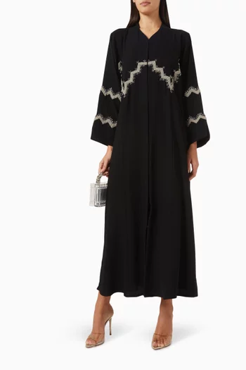 Bead-embellished Abaya in Crepe