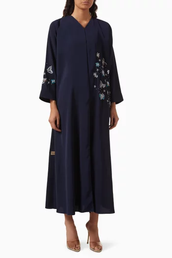 Bead Embellished Abaya in Satin